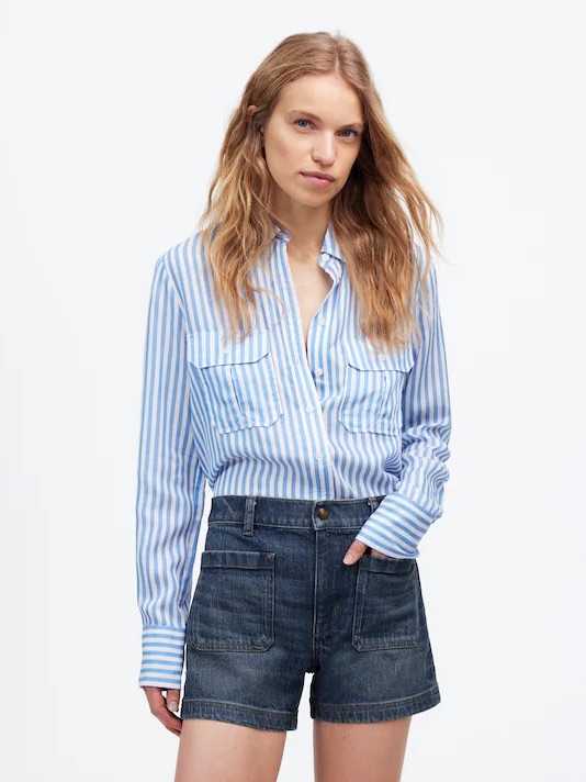 Madewell The Denim Emmett Short: Patch Pocket Edition In Blue Size 26